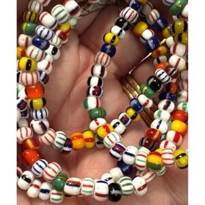 Colorful Small Beaded Strand Necklace Boho Chic Bohemian Cottage Preppy